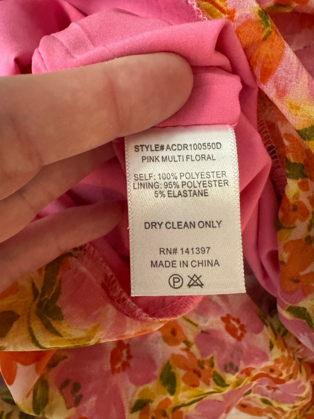 ASTR The Label One Shoulder Santorini Dress in Pink Multi Floral. - Picture 8 of 8